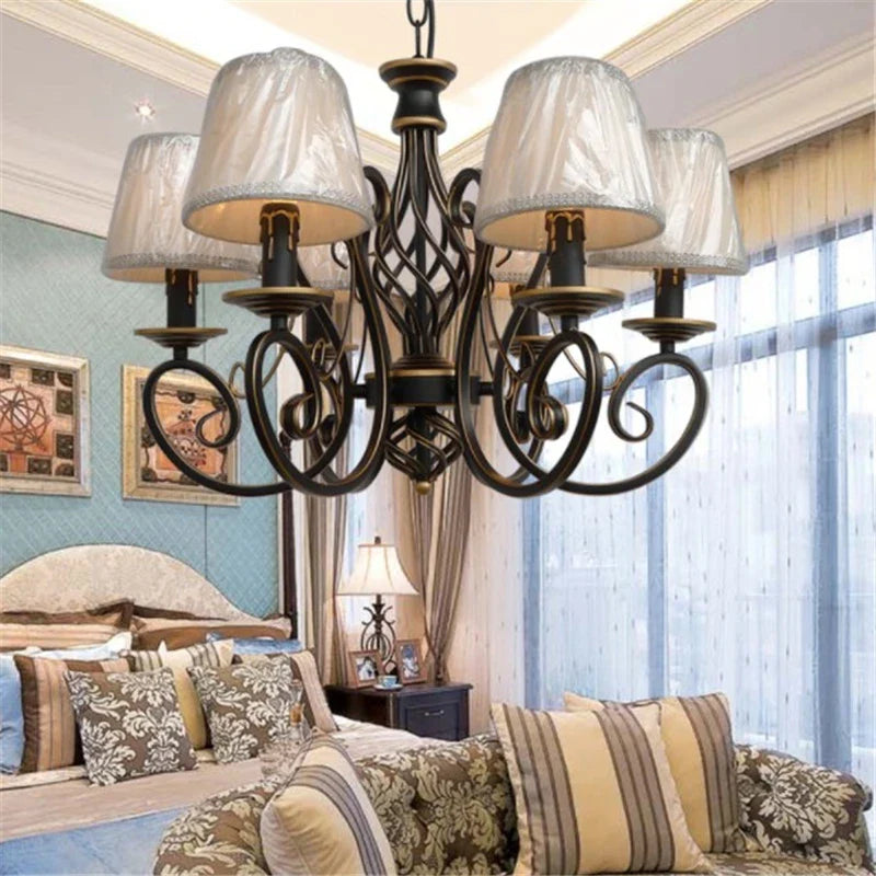 vintage iron crystal chandelier Nordic decorative lighting