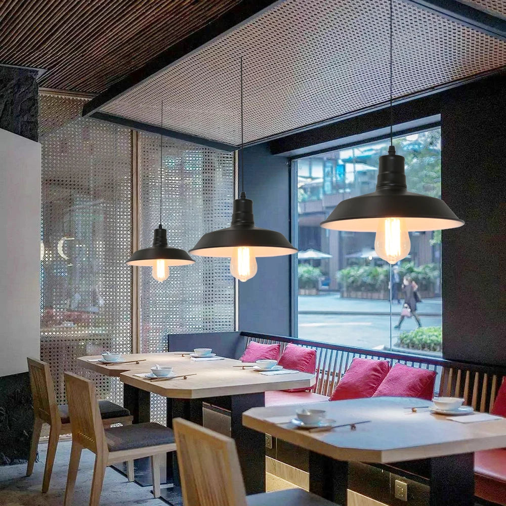 Vintage industrial black metal pendant light