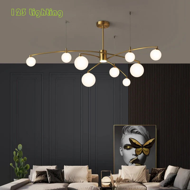 Designer metal and glass chandelier for modern interiors