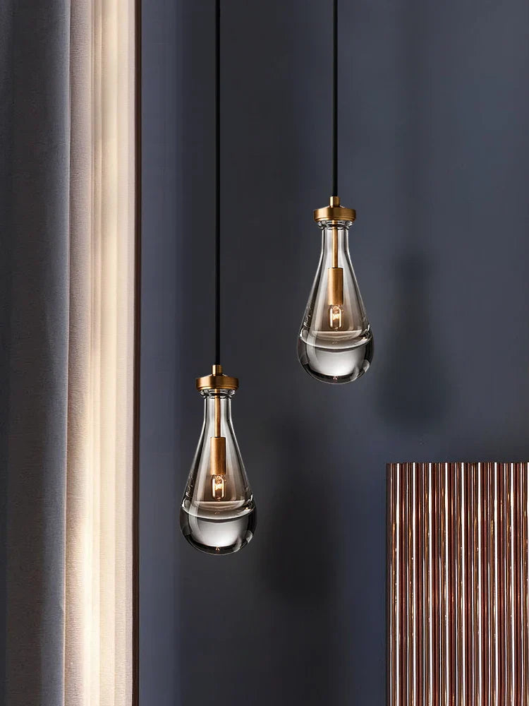 single-head luxury copper glass modern simple chandelier