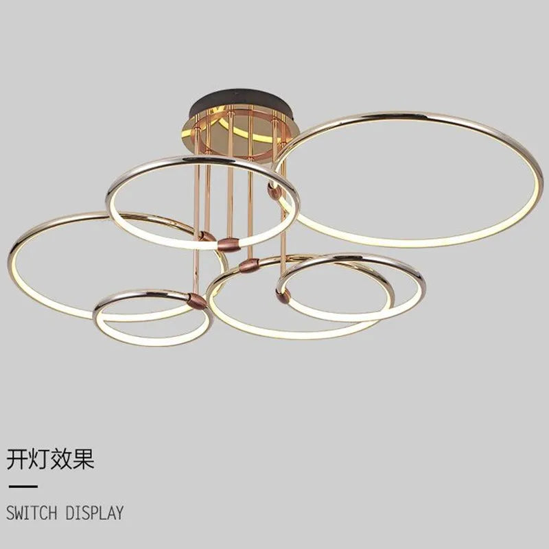 Sleek minimalist contemporary round chandelier