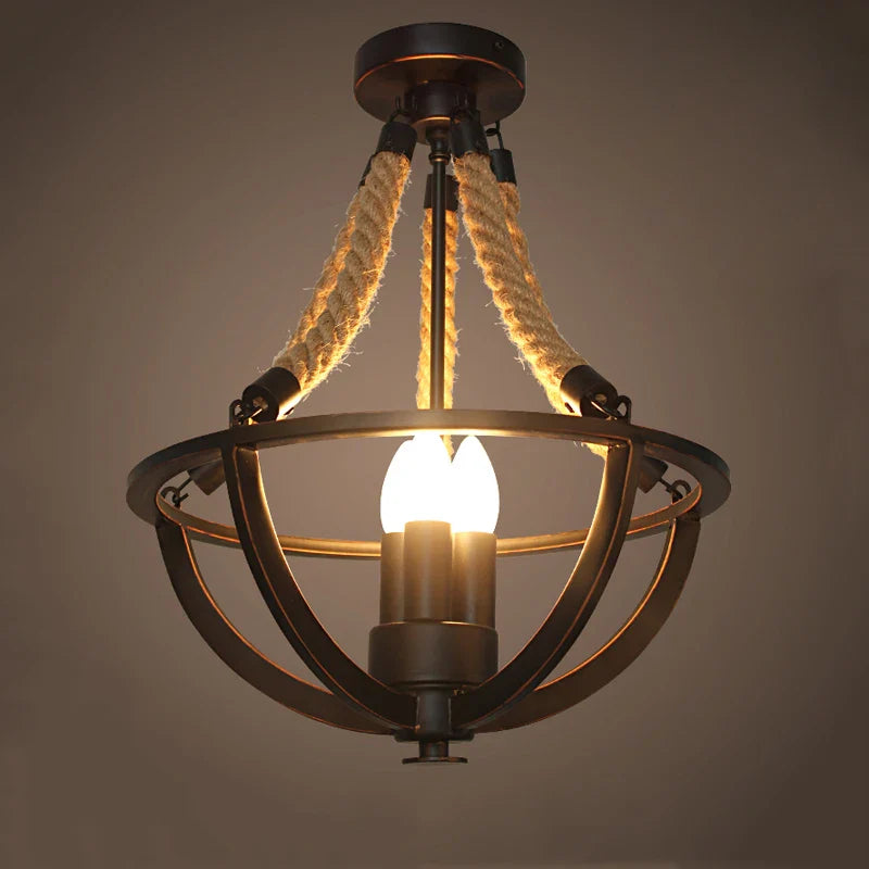 Vintage Retro Chandelier Restaurant Cafe Living Room Bar Clothing Milk Tea Shop Hotel Droplight Creative Hemp Rope Pendant Lamp