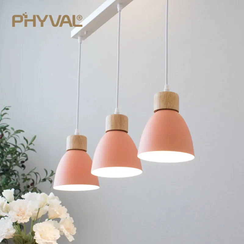 Macaron wood chandelier 3-head