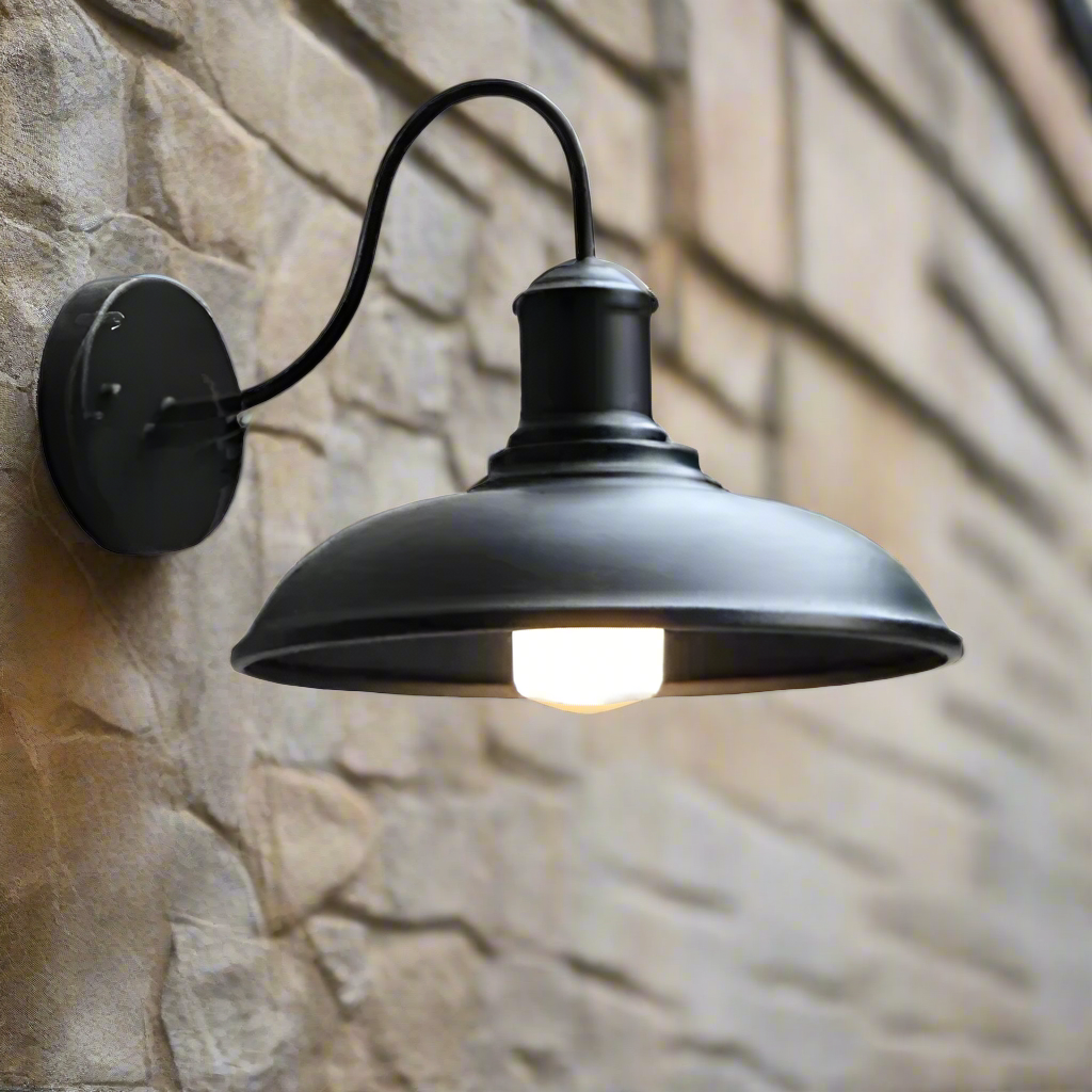 Applique murale extérieure industrielle vintage en fer avec LED