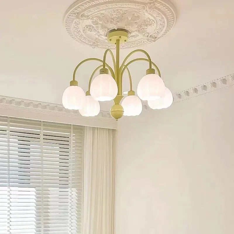 European Pumpkin Glass Chandelier LED Indoor Lighting