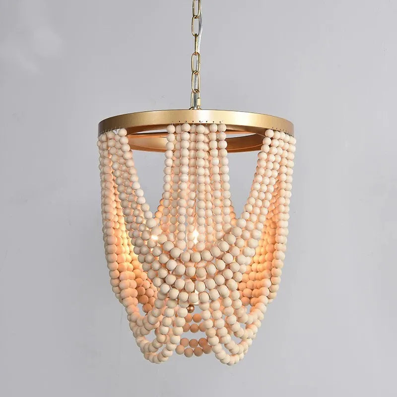 Retro wooden beaded chandelier for home decor