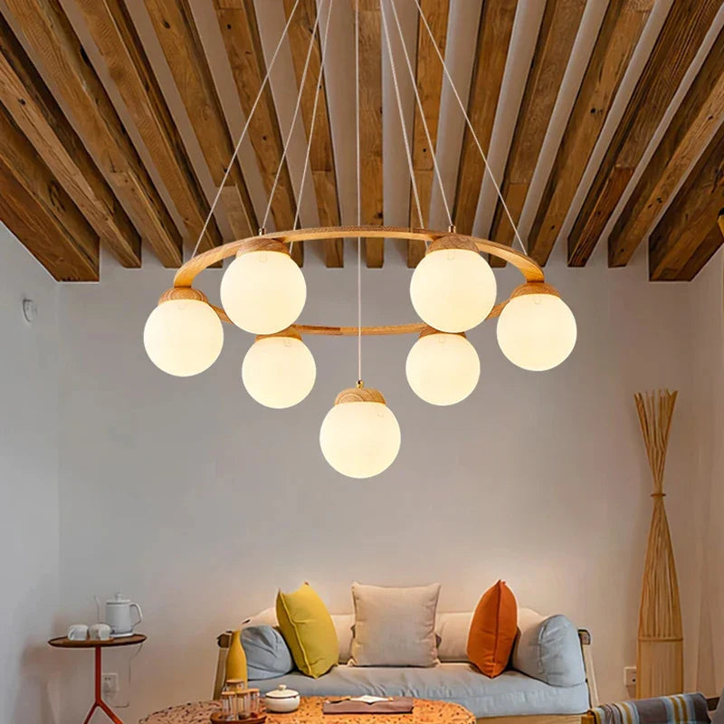 Elegant Wooden Hanging Chandelier