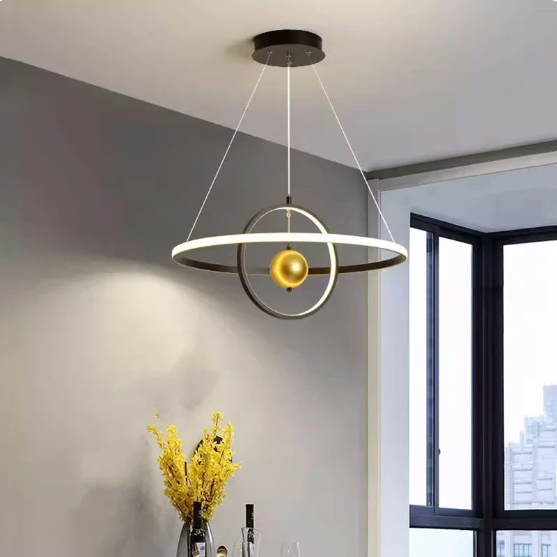 spherical iron chandelier with LED lights for decoration