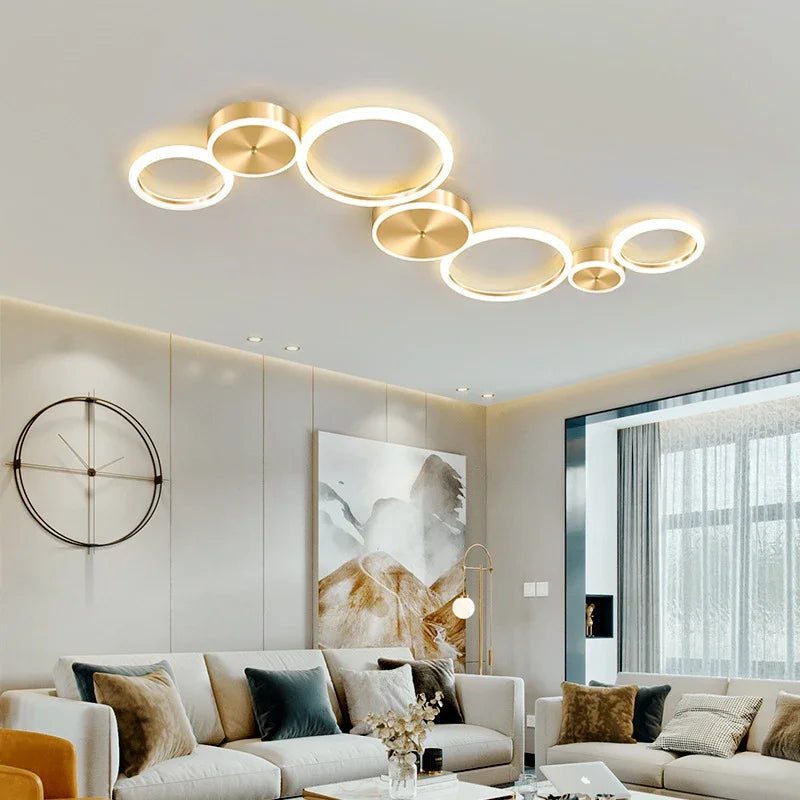 Elegant design gold rings luminous ceiling