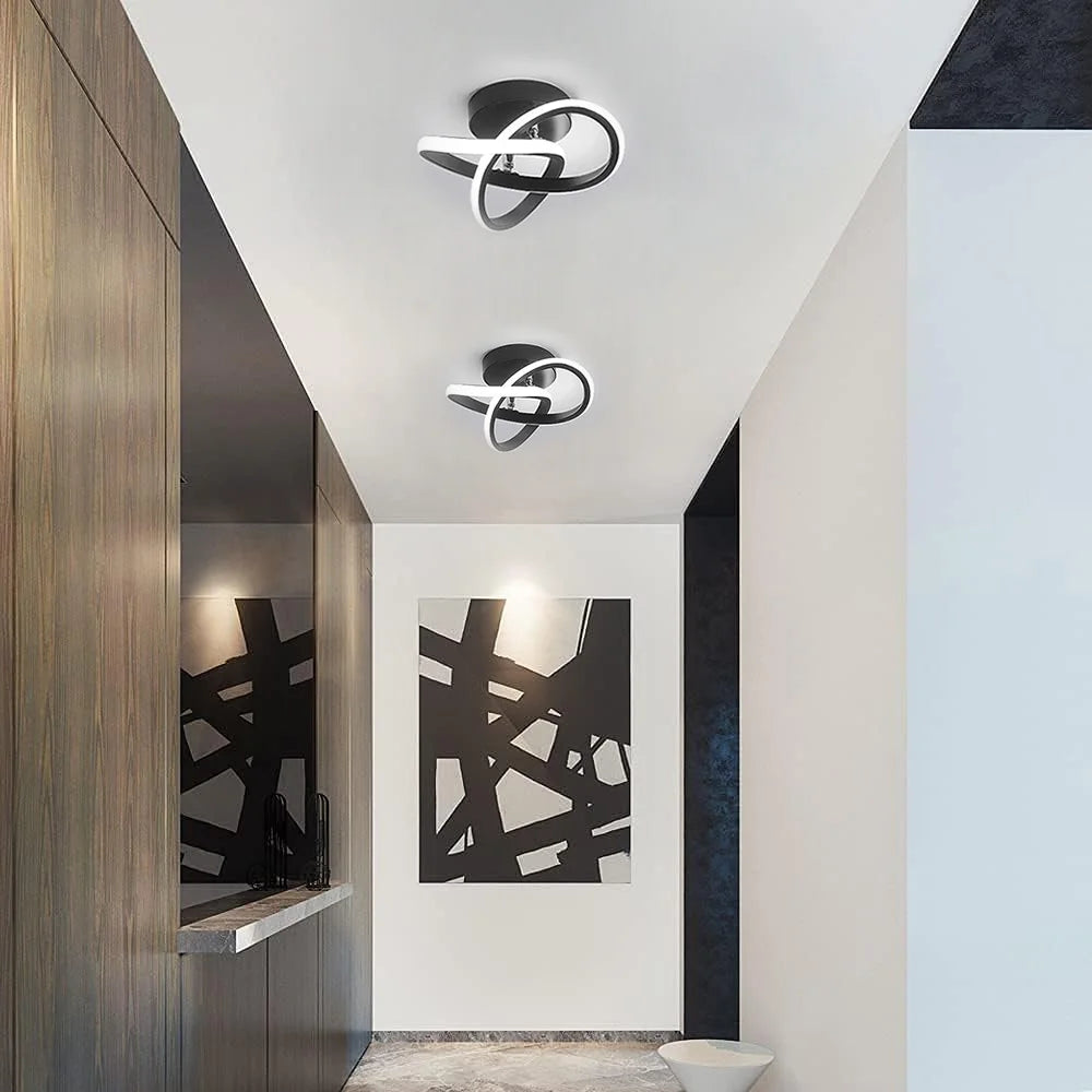 Modern LED Ceiling Light 22W 2500LM – Black Chandelier for Bedroom, Living Room, and Hallway