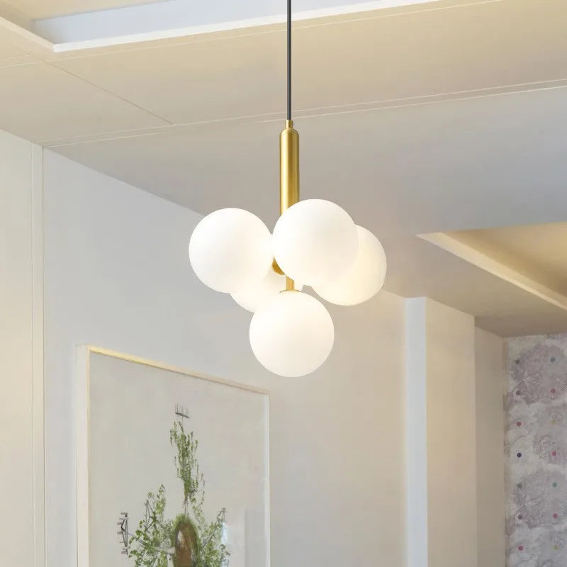 Elegant Scandinavian chandelier in muted glass