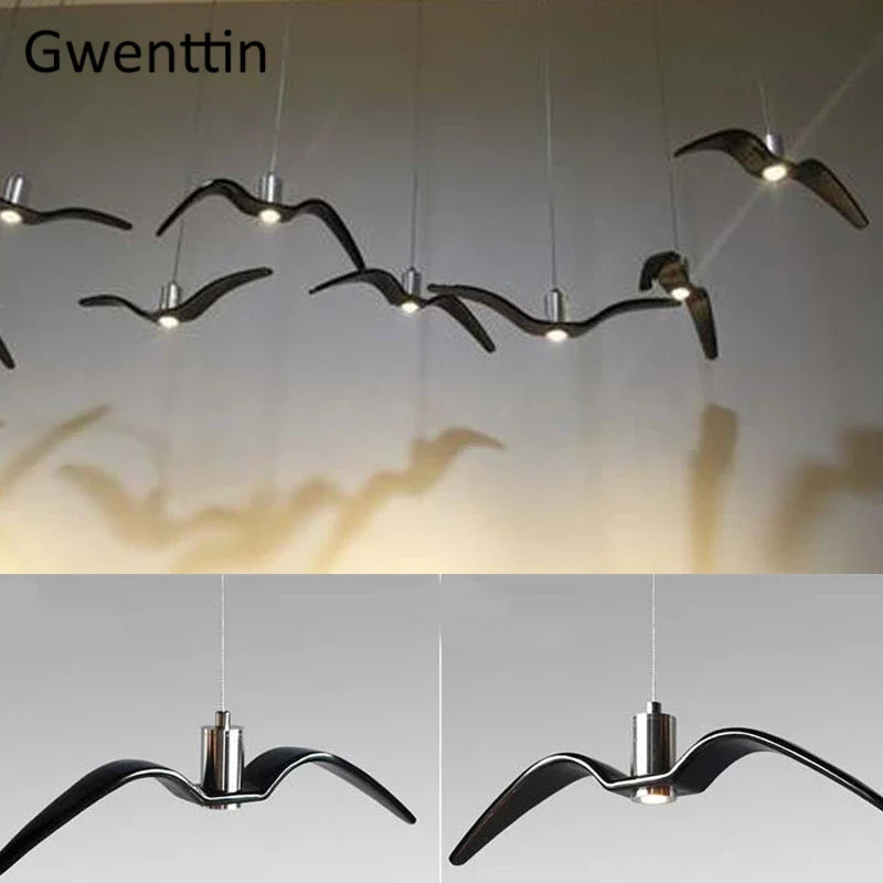 Modern hanging seagull-shaped lamp with bright design