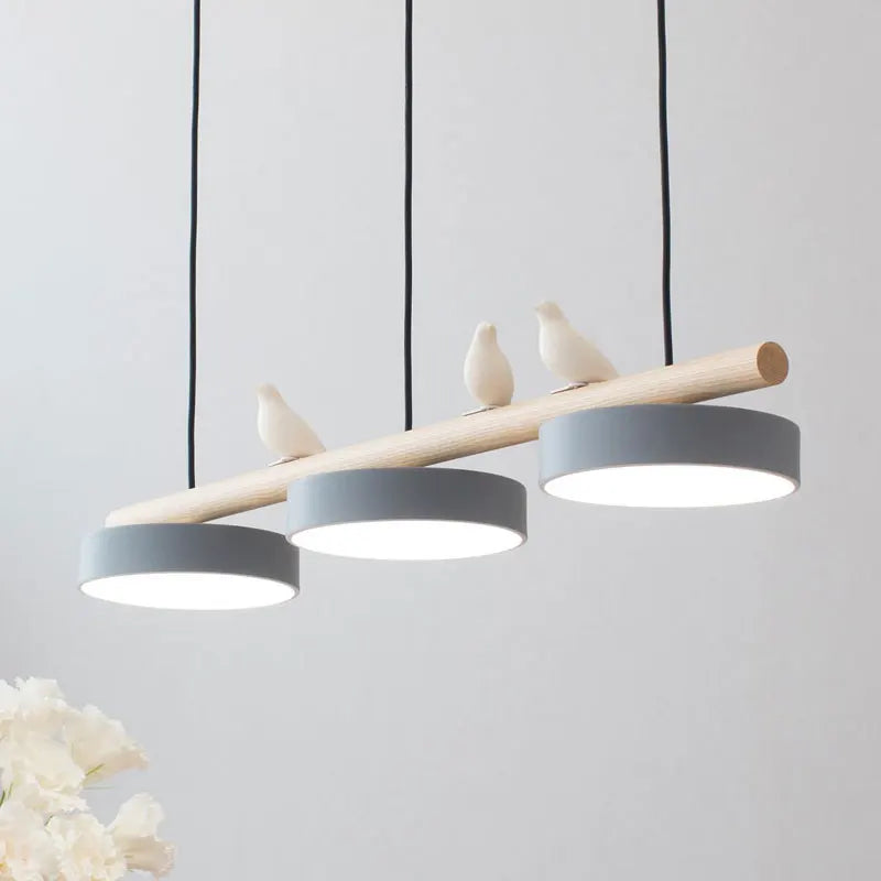 Nordic Modern Minimalist LED Macaron Iron Bird Decoration Chandelier