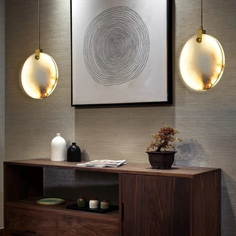 light copper and natural marble chandelier for elegant decoration