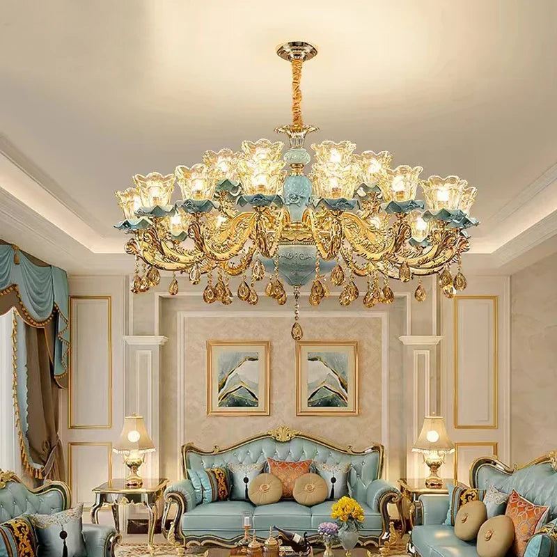 European style retro ceramic chandelier for indoor use