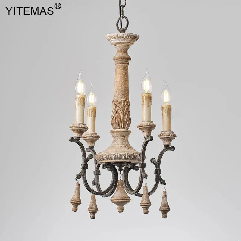 Elegant Vintage Wooden Chandelier