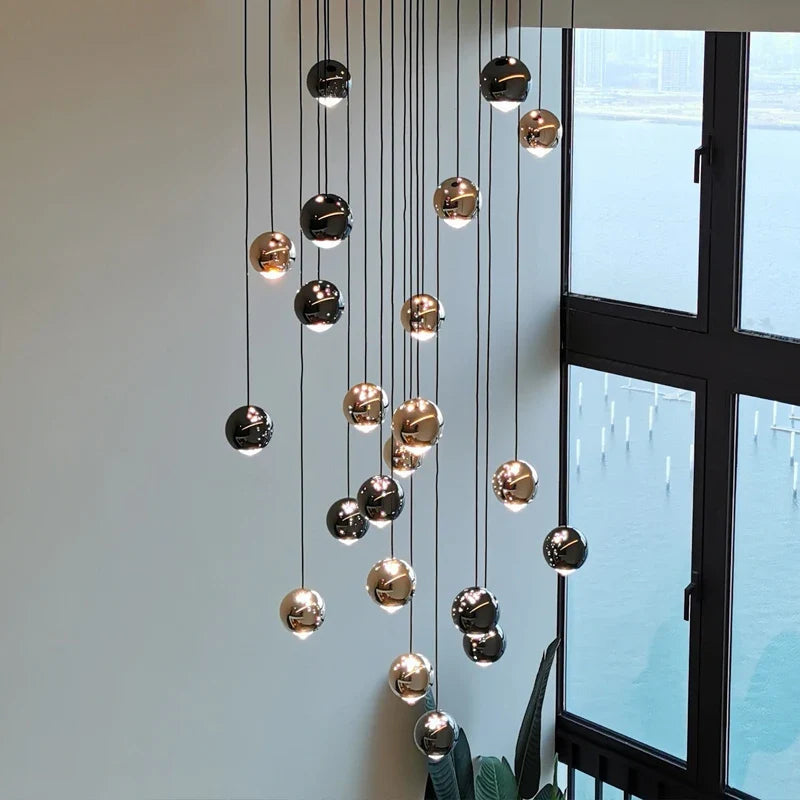 Contemporary Sleek Spherical Chandelier