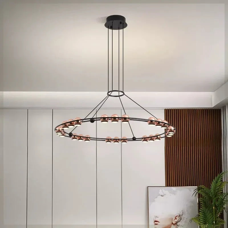 Modern Nordic design circular LED chandelier for elegant interiors