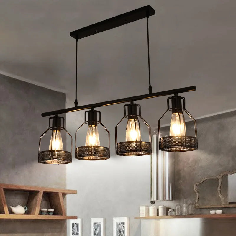 Retro industrial style loft chandelier 3 4 5 heads pendant light