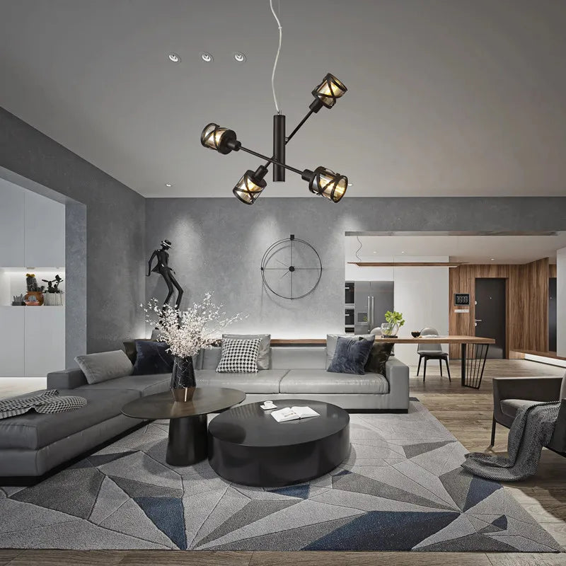 Creative Industrial Modern Chandelier Adjustable Glass Shade