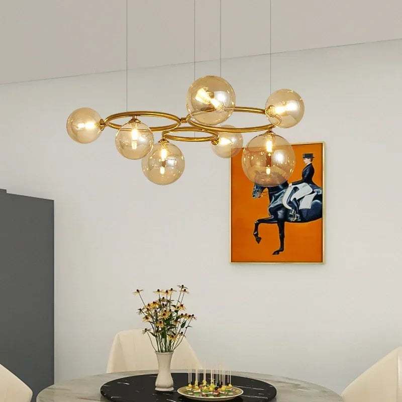 Artistic Luxury Smoked Glass Chandelier Pendant Lamp