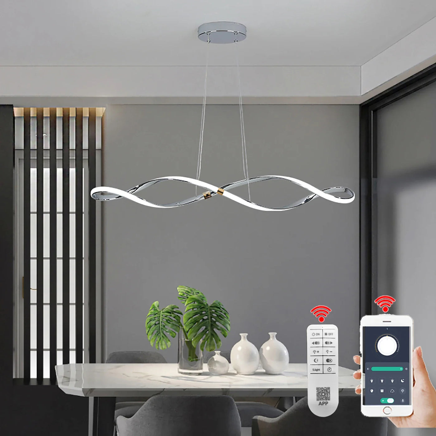 Remote-controlled designer LED chandelier