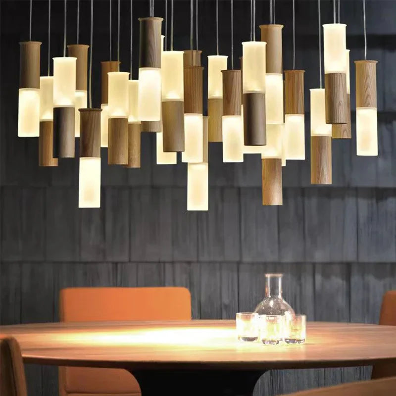 modern wooden chandelier for interior lighting design