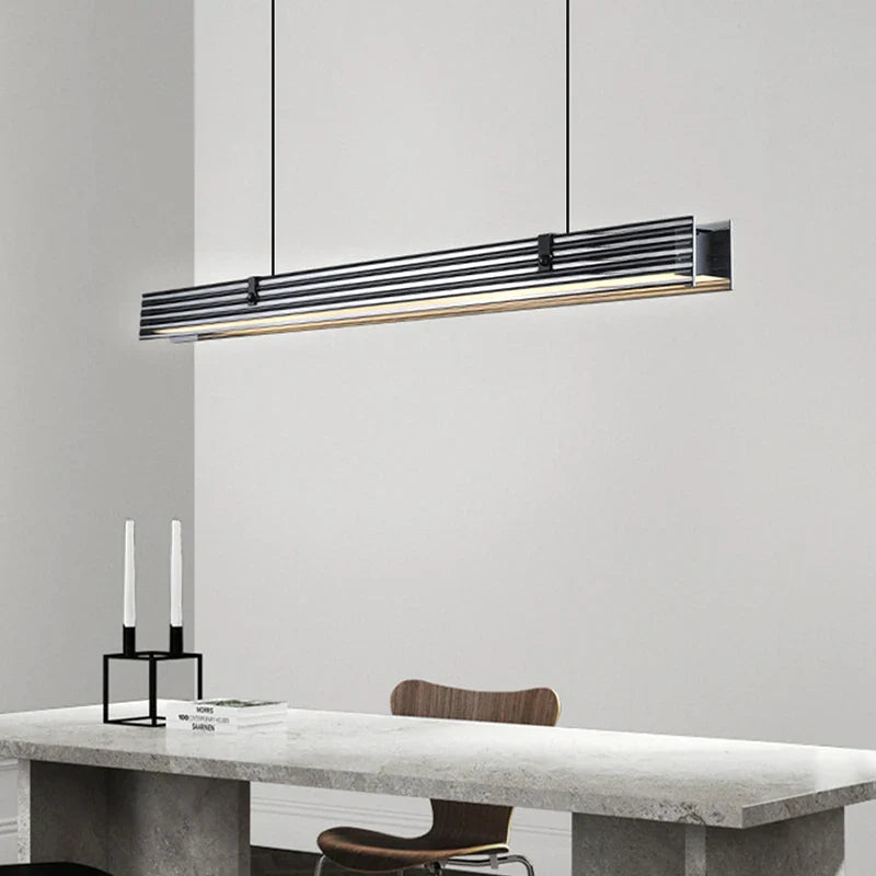 Minimalist design long LED glass chandelier