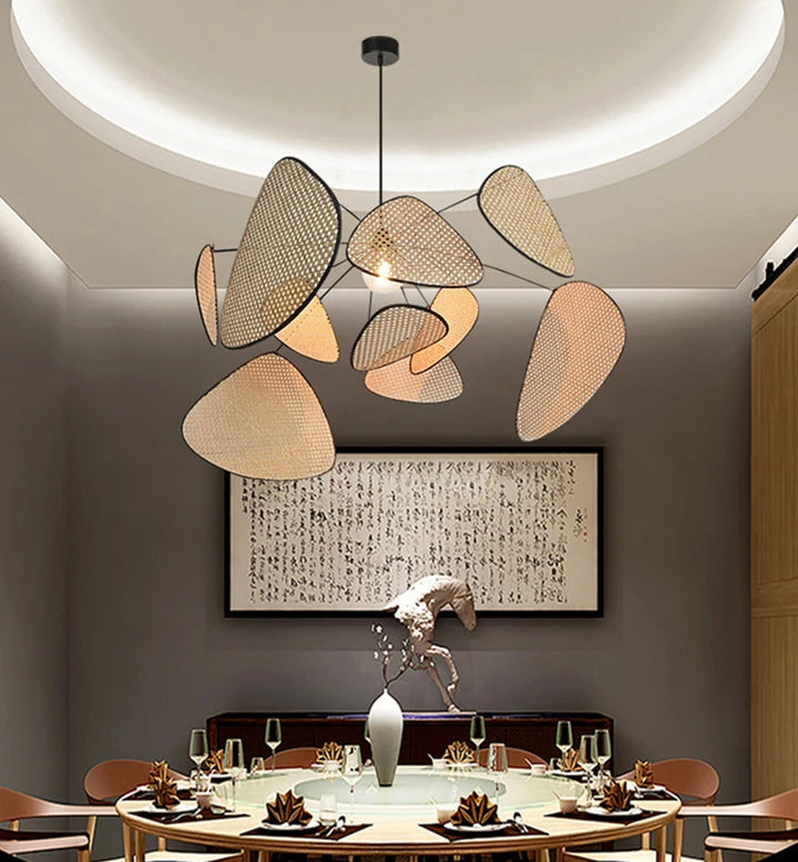Modern design rattan and bamboo chandelier