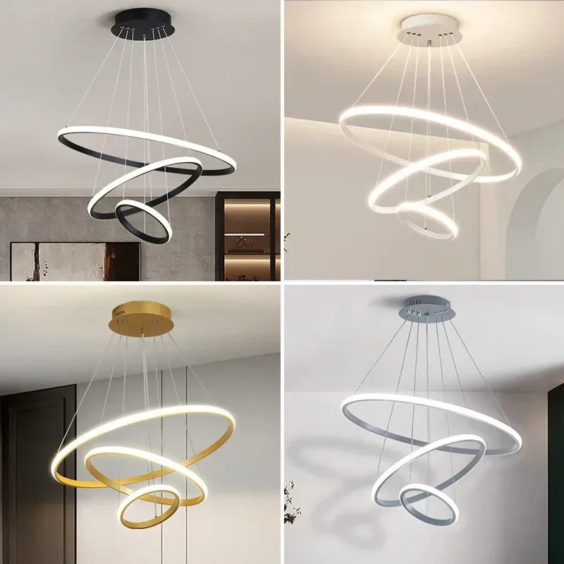 Modern Round Three-Circle Chandelier with Elegant Design