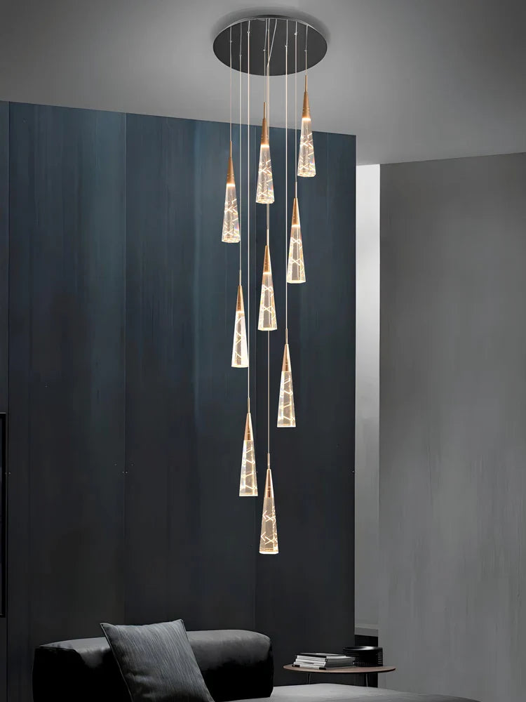 Modern branch-style suspended chandelier with long LED line