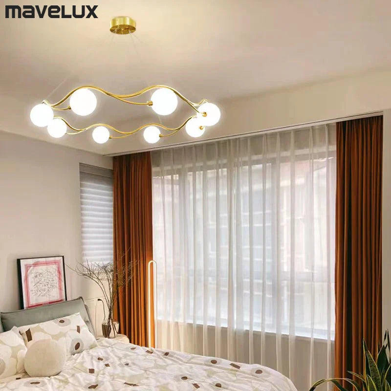 Luxury Gold LED Chandelier Home Children's Living Room Dining Room Bedroom Restaurant Pendant Indoor Decorative Lamps