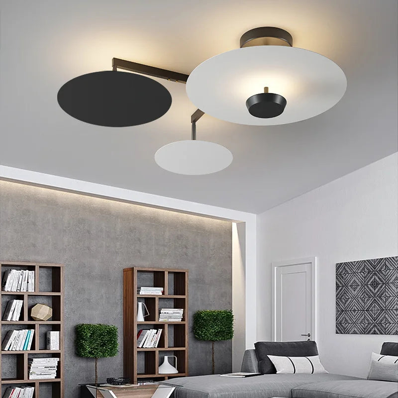 Round dimmable chandelier with remote control for living room art decor