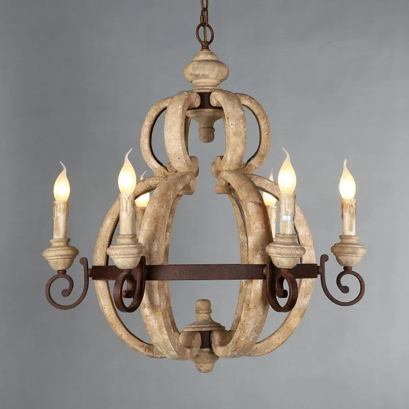 Elegant retro solid wood chandelier
