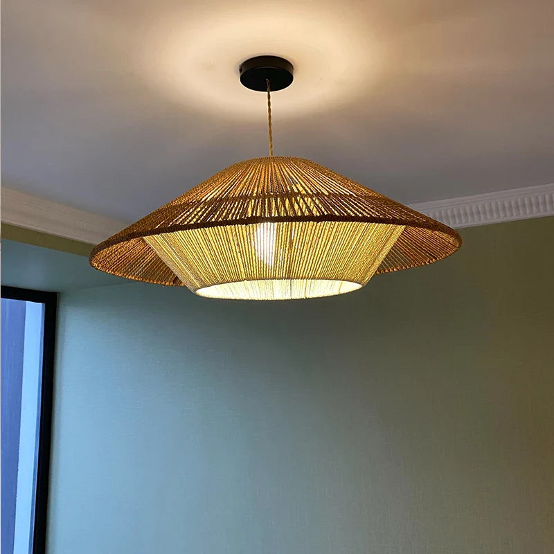 Natural rattan rope pendant