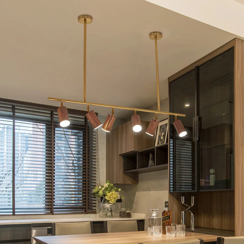 Modern LED walnut chandelier for home decor