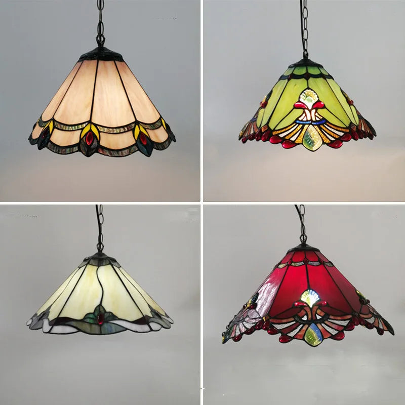 Tiffany stained glass chandelier in Mediterranean style for elegant interiors
