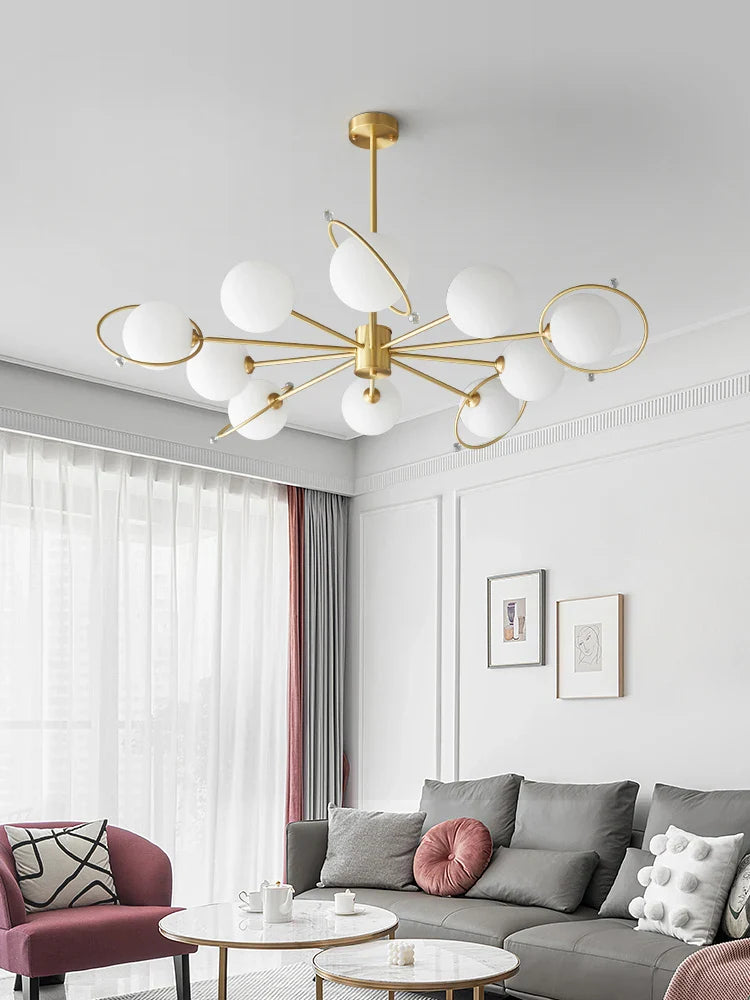 Nordic copper chandelier modern minimalist design decorative glass