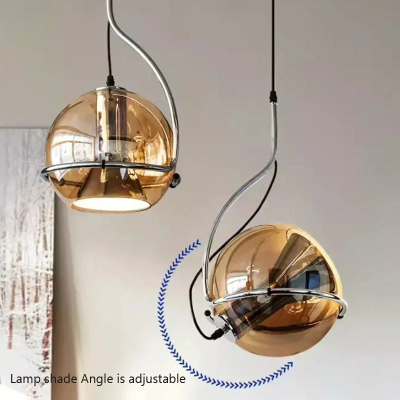 American retro amber glass chandelier for creative ambiance