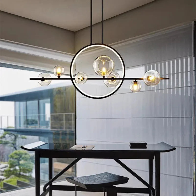 Glass bubble chandelier spherical lighting for bar or restaurant