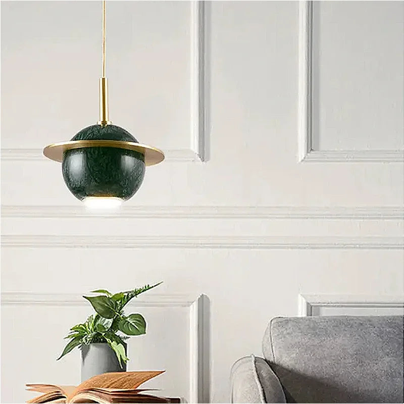 Nordic-style natural marble round chandelier for bars and restaurants