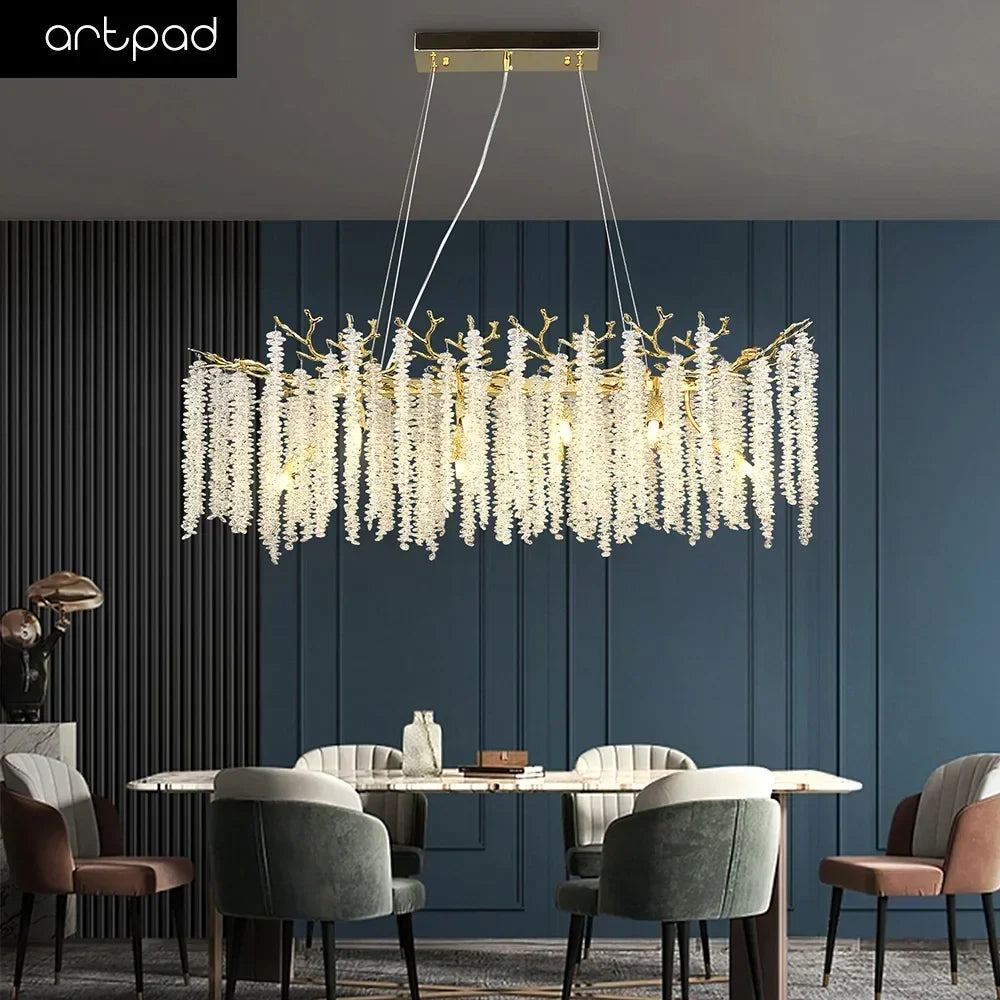 Contemporary Shimmering Rectangular Chandelier
