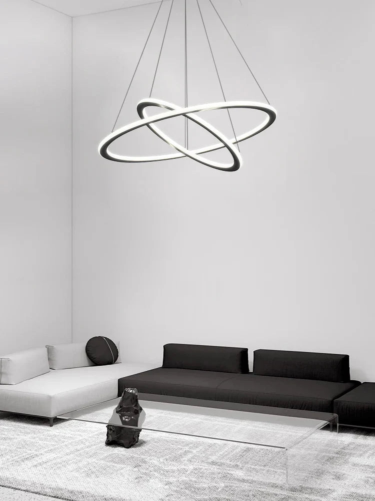 Dimmable minimalist circular ring chandelier