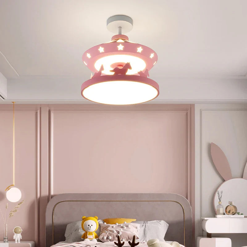 Minimalist modern chandelier for a bright and warm children's bedroom