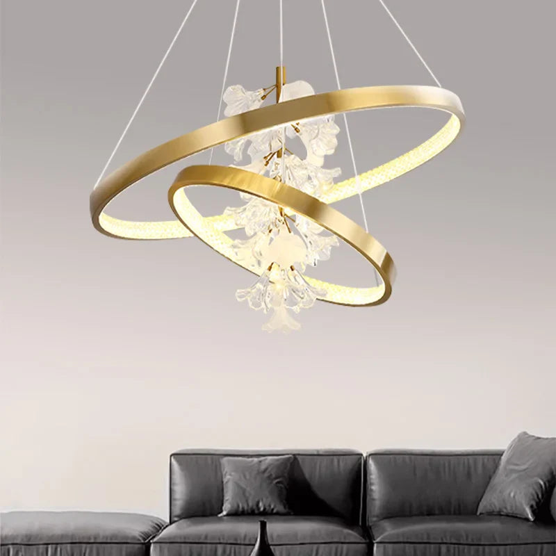 Modern glass flower-shaped chandelier for interior lighting