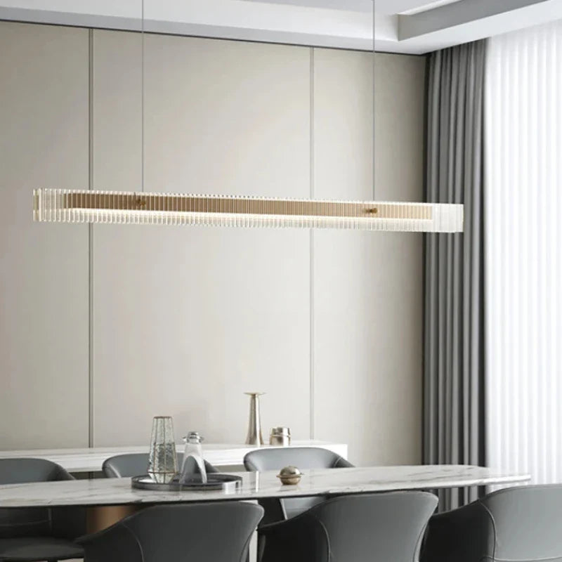 Bright contemporary glass chandelier.