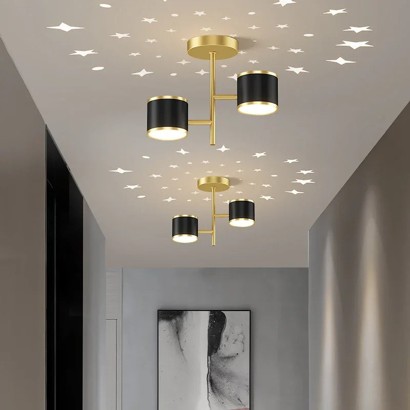 Madina Modern Ball Ceiling Light, Metal/Acrylic, Black/Gold, Hallway