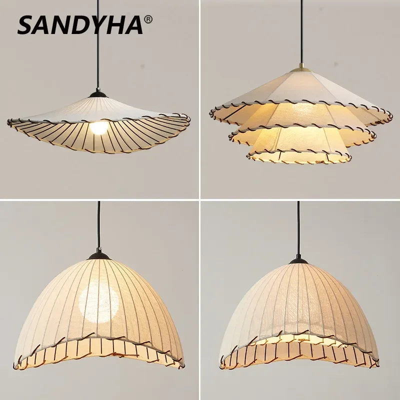 decorative Nordic fabric straw hat design chandelier