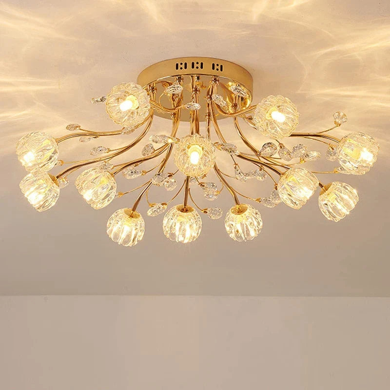 Nordic luxury crystal chandelier with LED glass flower