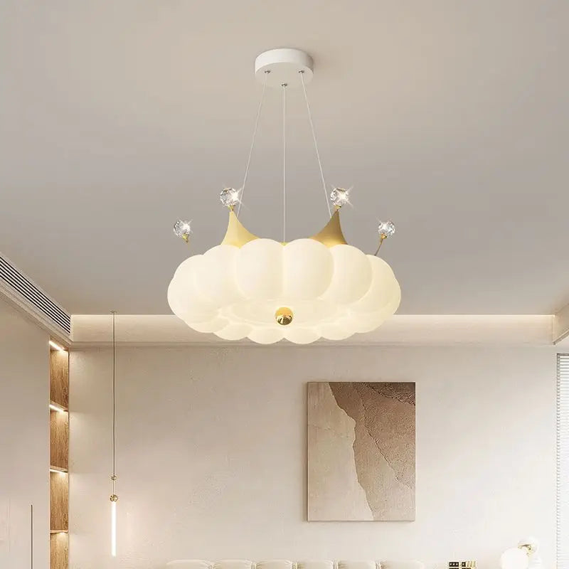 Modern LED chandelier with crown suspension remote control option